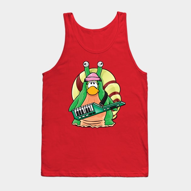 Beanie Snail Penguin with Keytar Tank Top by jello